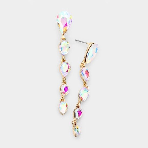 Abalone Crystal Teardrop Dangle Earrings - Picture 1 of 5